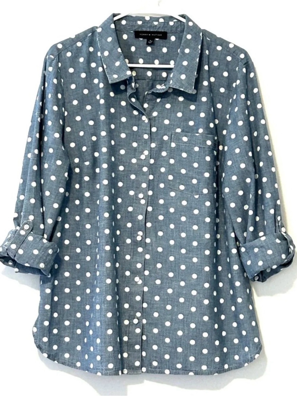 Tommy Hilfiger Polka Dot Long Sleeve Shirt Size M 100%